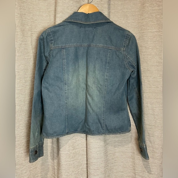 Geoffrey Beene Stretch Denium Jacket Distressed Wash, Size 4 - Picture 2 of 7